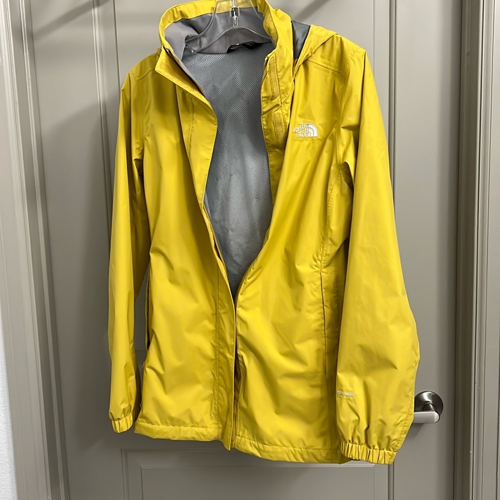 North face yellow rain jacket